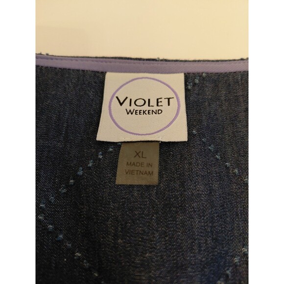 Violet Weekend Size XL Chambray Button Front Midi Dress - Picture 5 of 9